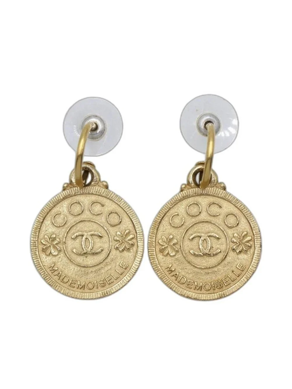 Chanel Mademoiselle Medal Motif Swing Earrings